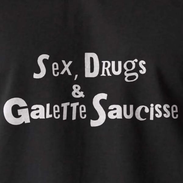 T-shirt breton humoristique Sex, Drugs and Galette Saucisse - Adultes/Enfants-T shirt breton humoristique Black Blanc Breizh-Maître Iodé-Maître Iodé